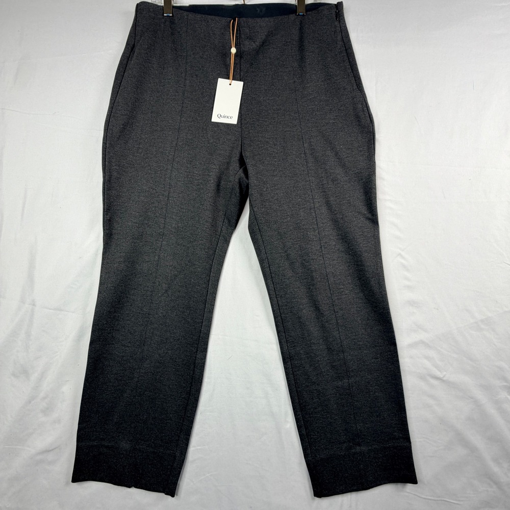 Quince Women's Gray Stretch Ponte Knit Slim Leg Pants XL